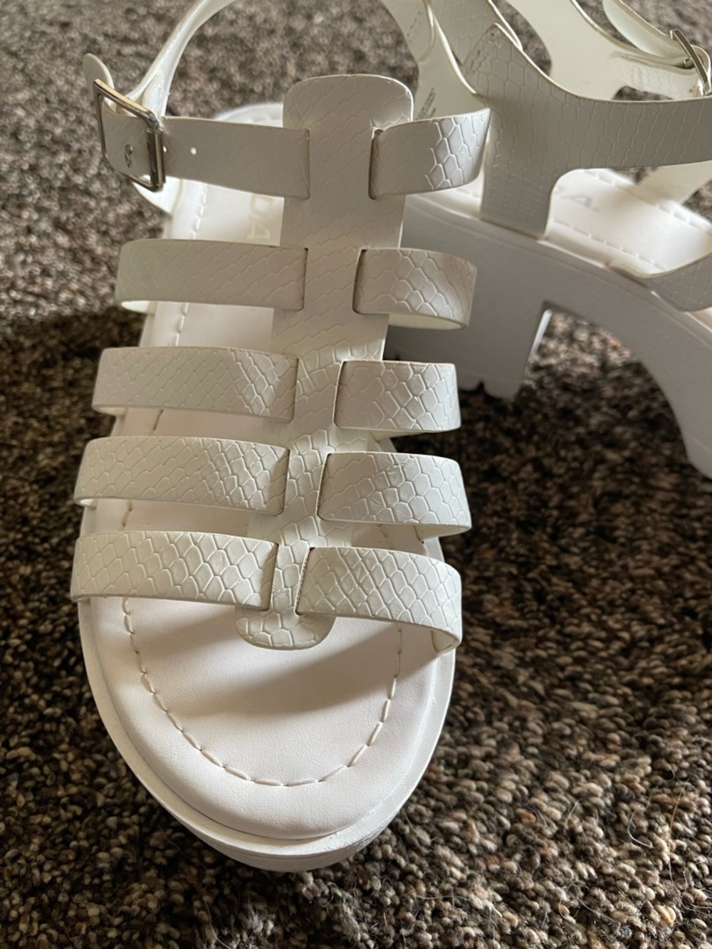 Soda White Woven Platform Heeled Sandals - Picture 2 of 4